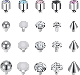 16G Stainless Steel Dermal Piercing Jewelry Diamond Dermal Anchor Tops CZ Skin Microdermal Piercing Jewelry for Men Women