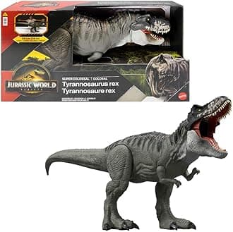 Mattel Jurassic World Rebirth Super Colossal Tyrannosaurus Rex Action Figure, T-Rex Dinosaur Toy Swallows Minis, Movie-Accurate Posable