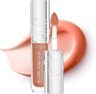 Lip Gloss, Plump Ambition Lip Oil with Hyaluronic Acid & Tripeptides, Smoother & Plumper Lip Appearance, Glass-Like Finish, Shade 641 Latte Glace, 5ml