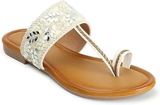 GenericKKF Footwear Women's Fancy Kolhapuri Flats Stylish Slip-On Chappal Sandals for Girls & Ladies | Sizes 3-8