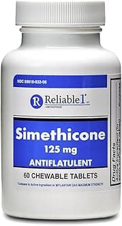 Reliable-1 Laboratories 1 Simethicone 125 MG Antiflatulent Chewable Tablets 60 Count