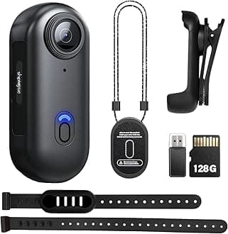 128G 4K Body Camera, Thumb Size Cam,Wearable Camera with 360°Rotatable Clip & Magnetic Clip,120 Minutes for Recording,Take for Lecture, Traveling,Pet Walking,Outdoors Activities (4k-B-128G)
