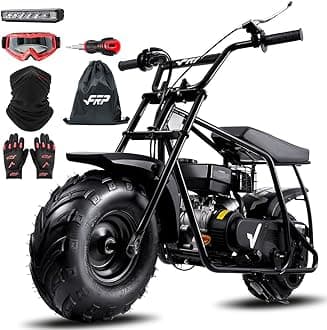 Mini Dirt Bike GMB100 Max, 99CC Gas Powered Mini Bike 4-Stroke,Mini Bikes for Kids/Adult, W/LED Headlight, Goggles, Gloves and Neck Gaiter,Up to 28 Mph, Weight Support Up to 220 LBS (BLACK)