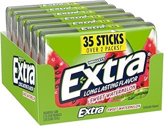 Sweet Watermelon Sugar Free Chewing Gum Pack, 35 Sticks (Pack of 6), Mega Bulk Gum