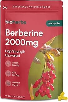 Berberine HCL Supplement High Strength - 2000mg 99% HCL by BioHerbs | 90 One-Per-Day Capsules (3-Month Supply)