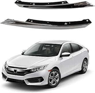 PartsFlow 2PCS Grille Trim Molding Left And Right Side Chrome For 2016 2017 2018 Honda Civic 71124TBAA01 71129TBAA01