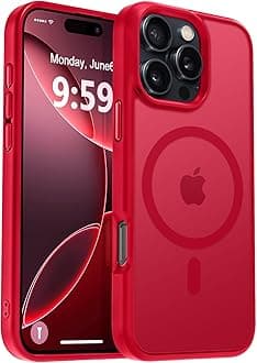 MOCCA Strong Magnetic for iPhone 16 Pro Phone Case, [Compatible with Magsafe][16FT Mil-Grade Drop Protection] Slim Thin Translucent Matte Protective Cover Case for iPhone 16 Pro Case, Red