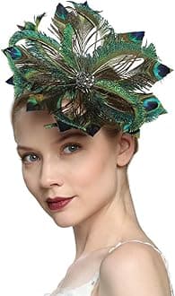 VIMARO Peacock Fascinator Hat, Peacock Fascinators Hats for Women Tea Party Green Fascinators for Women