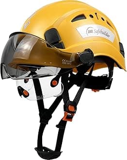 Industrial Safety Helmet with Build-in Visor ABS Hard Hat with Visor Adjustable Ventilation Hardhats Construction Head Protection ANSI Z89.1