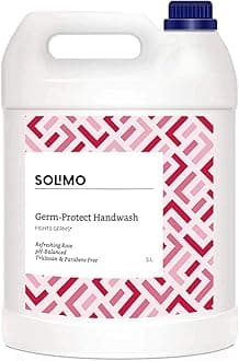 Amazon Brand - Solimo Handwash Liquid Refill Can, Refreshing Rose - 5 Litre | Antibacterial germ-protect | Advanced Disinfection Formula| pH Balanced