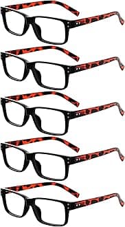 Eyekepper Pack of 5 Classic Spring Hinge Reading Glasses Sun Reading Glasses