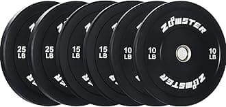 Zoomster 10 15 25LB Bumper Plate Olympic Weight Plate Bumper Weight Plate with Steel Insert Strength Training Weight Lifting Plate / 100LB Weight Set