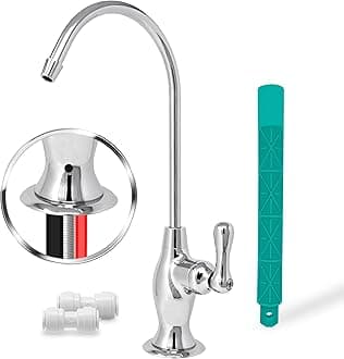 Airgap RO Faucet with 3-Connection Ports. NSF Certified Reverse Osmosis Drinking Water Filtration System Water Dispenser (Chrome) with Pre-Inserted Tubing and Install Tool. Vase Style.
