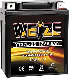 Weize YTX7L BS 120CCA ATV Battery High Performance - Maintenance Free - Sealed AGM YTX7L-BS Motorcycle Battery compatible with Honda Kawasaki Suzuki