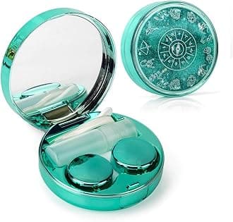 ofone Contact Lens Case, Bling Constellations Contact Lenses Cases with Tweezers Remover Tool Mirror Solution Bottle Portable Contact Lens Storage Container Kit for Travel (Green)