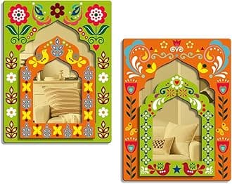 Sehaz Artworks Home Decoration Items for Living Room | Wall Decoration Items for Bedroom | Decorative Items for Home wall | Jharokha wall hangings for living room | Mirror Jharokha Wall Décor