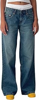 Women's Wide Leg Boyfriend Jeans Straight Leg Denim Pants Low Rise Baggy Casual Loose Jeans