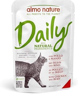 Almo Nature Daily - Wet Cat Food for Adult Cats - Chicken and Beef - 70 g, Pack of 30