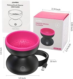 Alyfini Electric Makeup Brush Cleaner Machine, Powerful Friction Removes Residue on Make up Brushes Set/Sponge/Powder Puffs, Efficient Cleaning, Portable Spinning Washer, Save Cleanser & Shampoo
