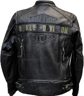 Bold Threadz Mens Motorcycle Passing Link Triple Vent Distressed Black Cowhide Leather Jacket with Dual Vents (US, Alpha, Large, Regular, Regular)