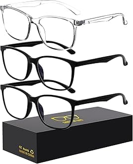 Blue-Light Blocking Glasses Computer Reading/Gaming/TV/Phones Glasses Fashion Anti Eyestrain UV Glasses for Women Men（E1 Black + Black + Transparent）