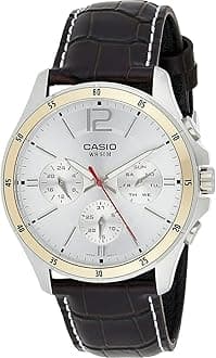 Casio MTP-1374L-7 Men's Analogue Quartz Watch with Leather Strap, Brown/Silver, Dress
