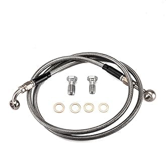 Mofun 50" Extended Length Hydraulic Front Brake Line Kit For 16"-18" Handlebar Non-ABS Stainless Steel Compatible with Harley Sportster XL 883 1200 1988-2003 Black