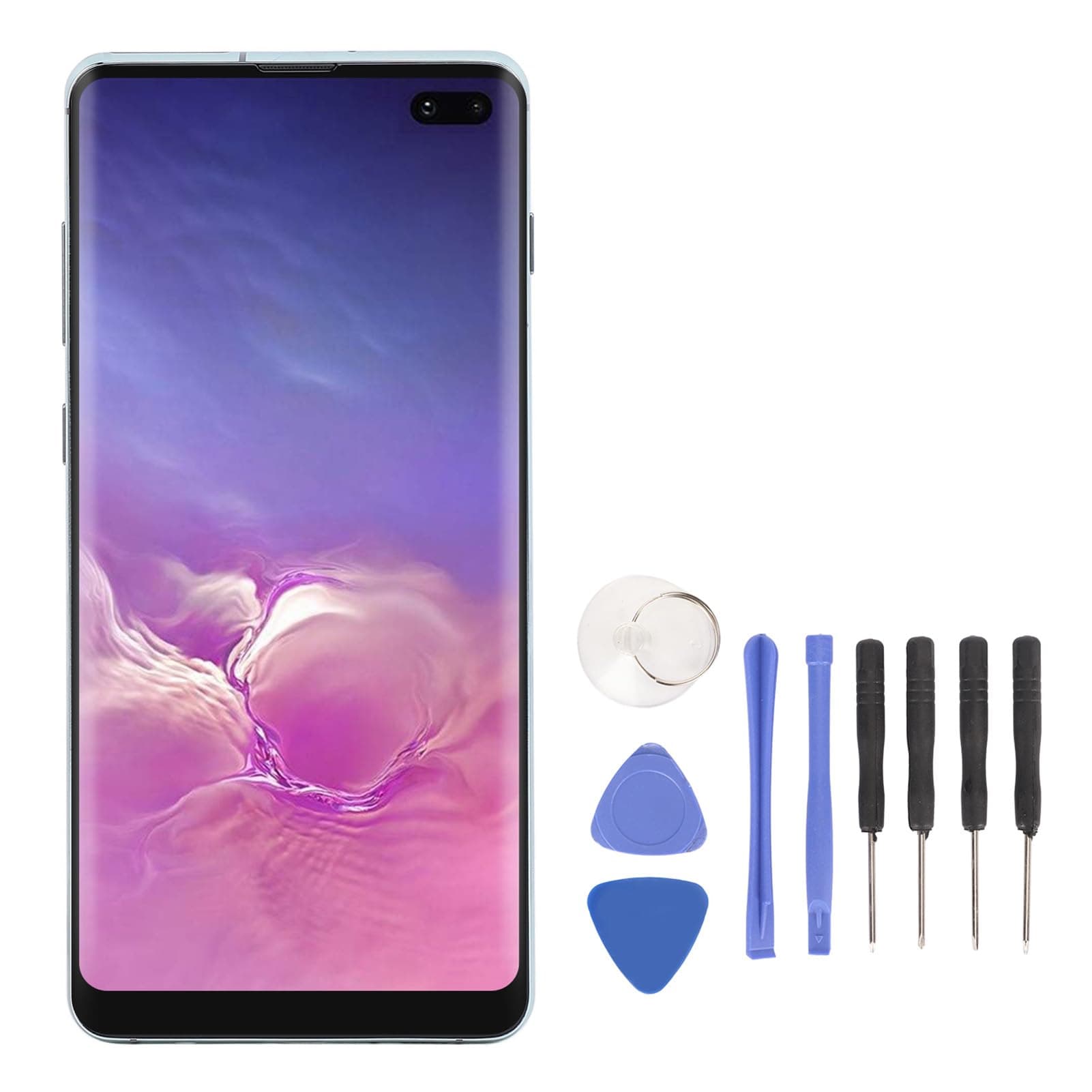 for S10 Plus Screen Replacement LCD, OLED Display Digitizer Assembly with Frame, Fingerprint & Repair Tool, for S10 Plus SM N975, 6.4 Inch (Green)