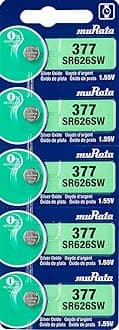 Murata SR626SW/377 Silver Oxide Batteries (1.55V) 5 Pieces