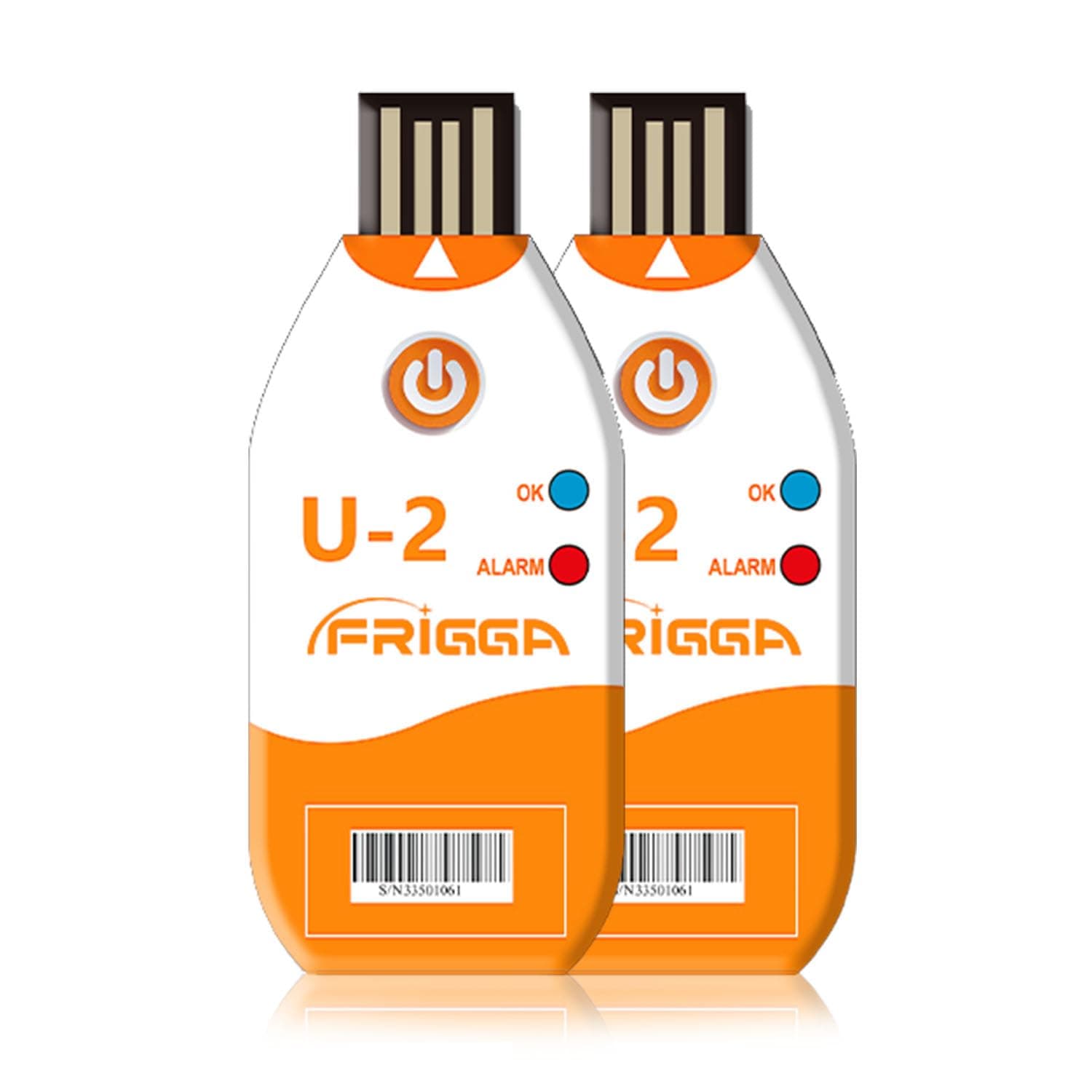 Frigga 2Pack USB Temperature Data Logger Single Use Temperature Recorder 100 Days High Accuracy Thermometer Monitor 14400 Points with PDF CSV Report, U2