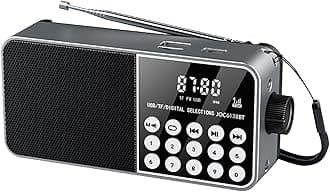 KASTWAVE Portable Rechargeable Digital Radio, FM/AM, USB-C Charging, Headphone Jack, Black, Outdoor and Indoor Use, Ideal for Seniors, Women, and Men