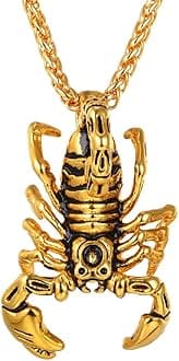 U7 Punk Necklaces Stainless Steel 18K Gold Plated Large Hip Hop Dagger/Knife/Sword/Steampunk Gear/Large Razor Blade Pendant Necklace for Men Women, Chain 22-24 Inches