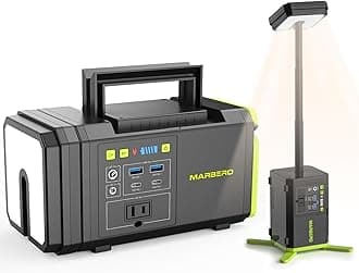 MARBERO 118Wh Portable Power Station with Telescopic Camping Lights for Camping Hiking 32000mAh 160W Max Power Bank with AC Outlet USB DC Output Solar Generator with Telecoping Light Emergency