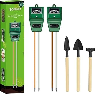 Soil pH Meter, MS02 3-in-1 Soil Moisture/Light/pH Tester Gardening Tool Kits for Plant Care, Great for Garden, Lawn, Farm, Indoor & Outdoor Use (Green), 2 Packs