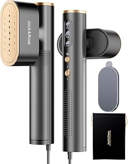 Jack＆Rose Travel Steamer for Clothes,Dual Voltage (110-240V) Clothes Steamer,Portable Handheld Steamer for Clothes,15s Heat-Up, Powerful Garment Steamer for Global Travel & Home (Black)