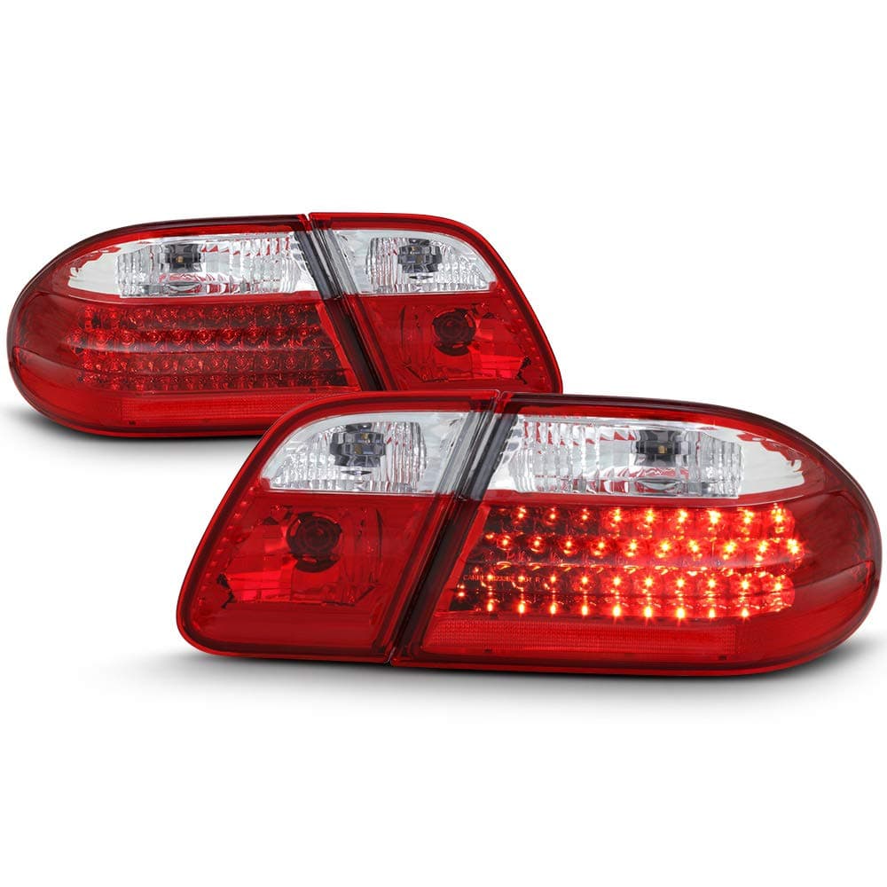 ACANII - For 1996-2002 Mercede-Benz W210 E300 E320 E430 E55 Red Clear LED Tail Lights Brake Lamps Pair Set Left+Right