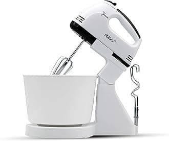 FLEXY® Turbo 7 Speed Hand Mixer, 250W - 2L Bowl, 2 Beaters & 2 Dough Hooks, Planetary Motion, Stainless Steel Attachments, Compact Design, 1-Year Warranty