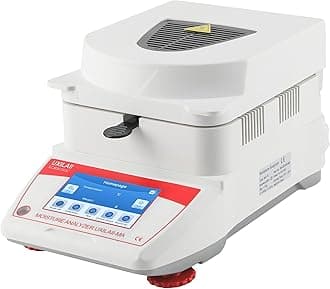 Halogen Heating Lab Moisture Analyzer 50g x 0.001g Spanish English Germany Menu Balance Meter 0.01% Readability 110V 3 Drying Modes Touch Screen RS232 Interface Water Content Test