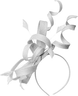 Swirl Loop Sinamay Headband Fascinator For Women Wedding Ascot Races[White]