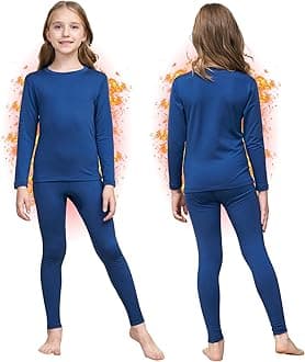 Girls Thermal Underwear Set Ultra Soft Fleece Lined Kids Long Johns Top Bottom Thermals Kids Base Layer Winter Warm