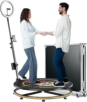 360 Photo Booth Machine with Flight Case for Parties,RGB,PhotoBooth Chacktok VIP,Software APP Remote Automatic Slow Motion Rotating 360 Video Camera Booth for 2-3 People