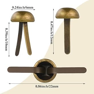 HOTOP 500 Pieces Paper Brass Fasteners Brass Brads Round Fasteners for Kids Craft Art Crafting School Project Decorative Scrapbooking DIY Supplies(Bronze,0.3 x 0.6 Inch)