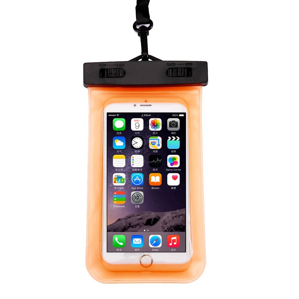 Kasio Phone Waterproof Case,Clear Universal Waterproof Bag Case Protective Wallet Bag Dirtproof Dry Bag for iPhone, Galaxy S6/S6 Edge, Fit for Cell Phone up to 6'' Diagonal (Orange)