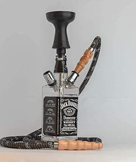 Smoke Station Smokey Jack-Standing Hookah 800 Gram Iron Shisha Pot (Clear) 11 inch Glass Hookah With Hose, Silicon chillum, Heat management system and Tong