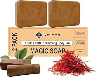 RELDOR Sandalwood & Saffron Magic Soaps For Bath (100 Gms Pack Of 2) | Paraben Free | Chandan & Kesar Bath Soap | Handmade Soaps For Glowing | Skin Brightening Soap For Men & Women