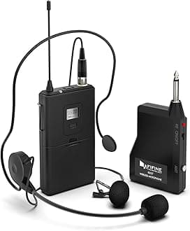 FIFINE Wireless Microphone System, Wireless Microphone Set with Headset/Lavalier Lapel Mics, Beltpack Transmitter/Receiver,Ideal for Teaching, Preaching and Public Speaking Applications.(K037B)