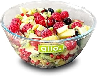 - Allo Food Safe Borosilicate Glass Mixing & Serving Bowls for Kitchen, Oven & Microwave Safe Bowls, Dishwasher and Freezer Safe Bowl, 2700ML, Transparent