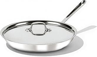 41126 Stainless Steel Tri-Ply Bonded Dishwasher Safe Fry Pan with Lid / Cookware, 12-Inch, Silver