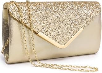 Dasein Evening Bag Envelope Handbag for Women Fashion Clutch Bag Ladies Shiny Sequins Evening Party Bag Prom Wedding, Gold With Gold-tone Hardware, normal