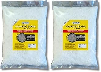 Caustic Soda Flakes Drainage Block Remover, Chimney Cleaning, Drain and Sink Cleaner, Best Soap Making Flakes - 2 KG (2 Pack x 1 Kg) by Gayatri Tradechem